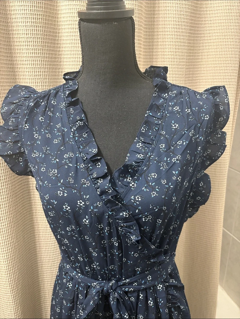 kate spade Navy Blue Floral Maxi Dress with Ruffle Details